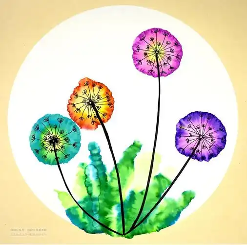 植物中的旅行家蒲公英儿童画绘画教程