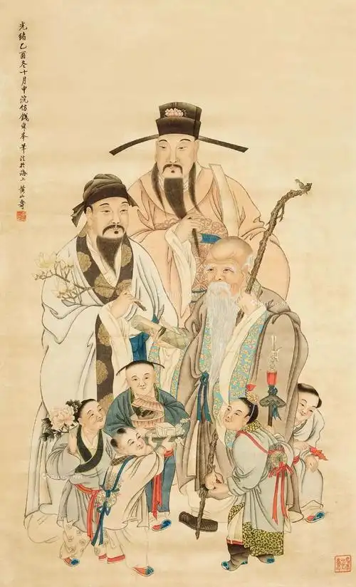 国画福禄寿三星,好运伴你一整年!