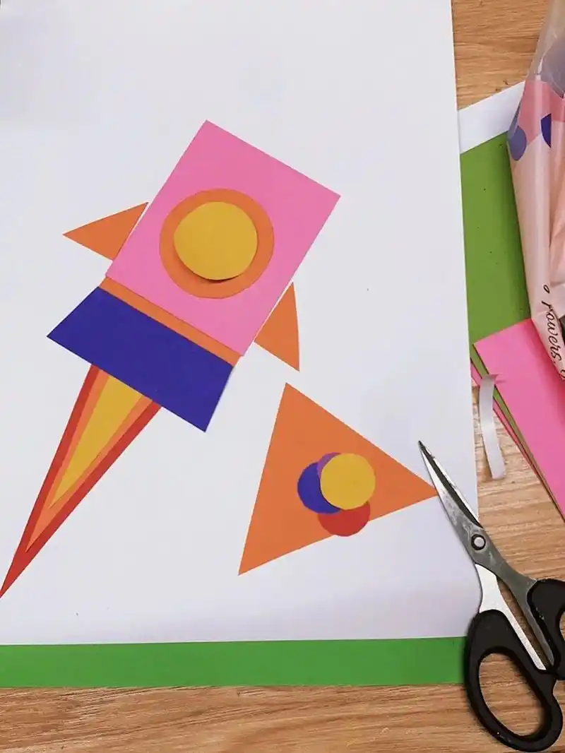 火箭剪贴画 图形拼贴画|创意手工