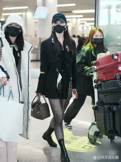 宋轶机场黑丝街拍,暴露大肉腿