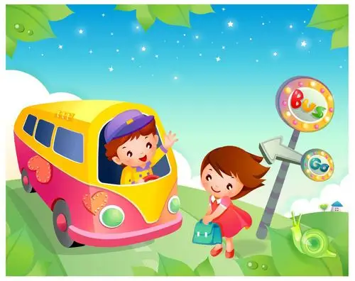 做公交车的儿童素材素材,做公交车的儿童素材图片,卡通儿童,插画,漫画