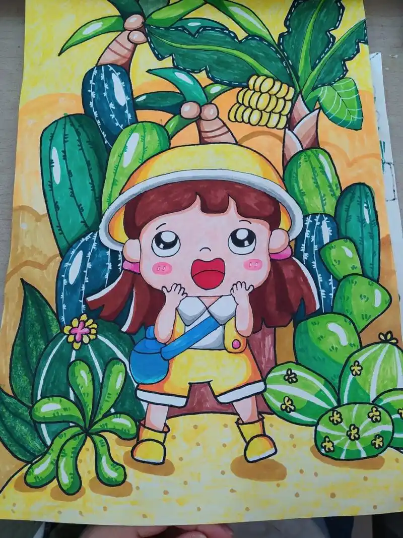 沙漠探险儿童画 打卡儿童画第四幅,简单又好看的儿童画,喜欢的可以