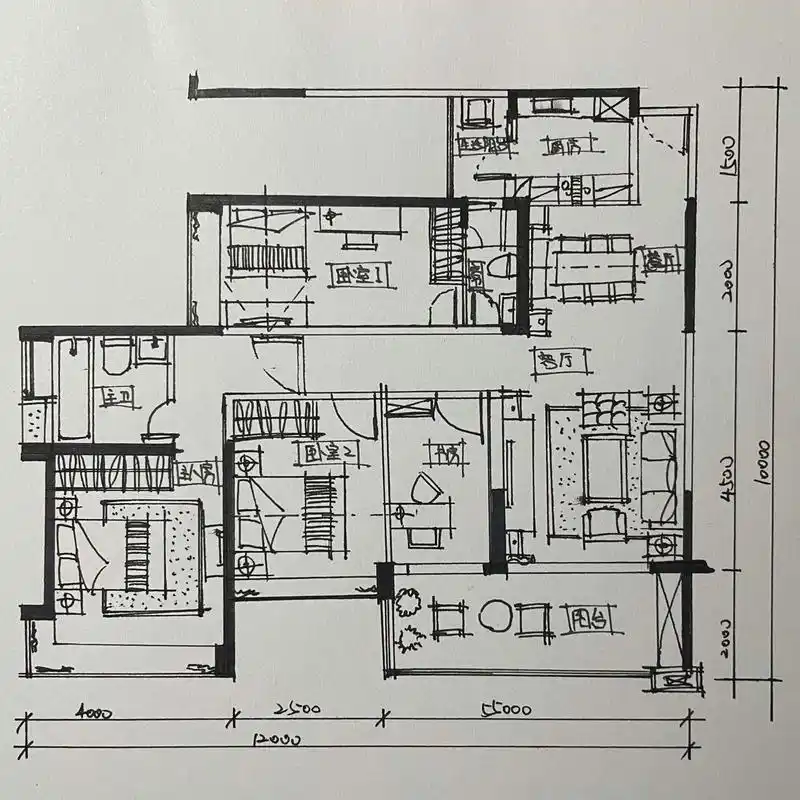 室内设计之平面图 74平面图绘制时应注意: ①尺度比例的控制 ②室内