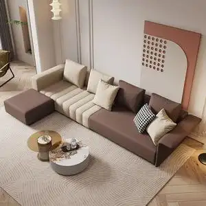 意式轻奢钢琴键沙发客厅极简科技布艺沙发直排奶油风格真皮沙发