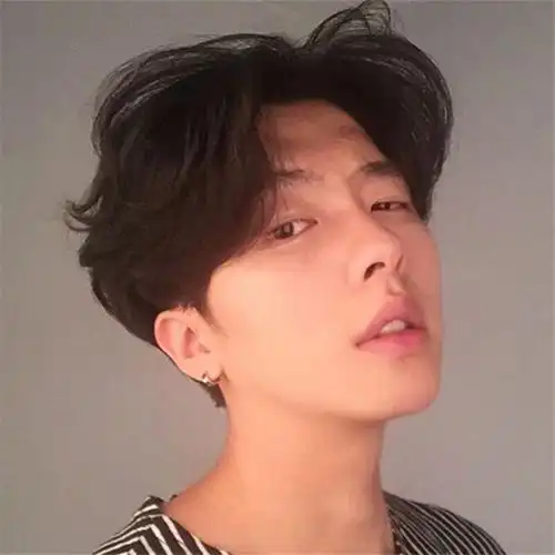 丽青丝真发假发男中分男士韩版帅气中分刘海纹理烫蓬松个性真人发丝