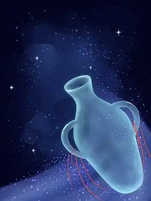 大气蓝色水瓶座星座插画背景