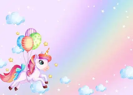 彩虹云朵独角兽彩色梦幻背景矢量卡通彩虹云朵元素彩虹独角兽云朵彩色