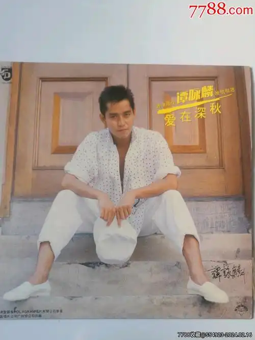 12寸大张唱片谭咏麟一爱在深秋有唱词好品