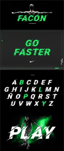 斜线风格英文字体,自带锋利的切割线段,非常适合运用在运动相关设计