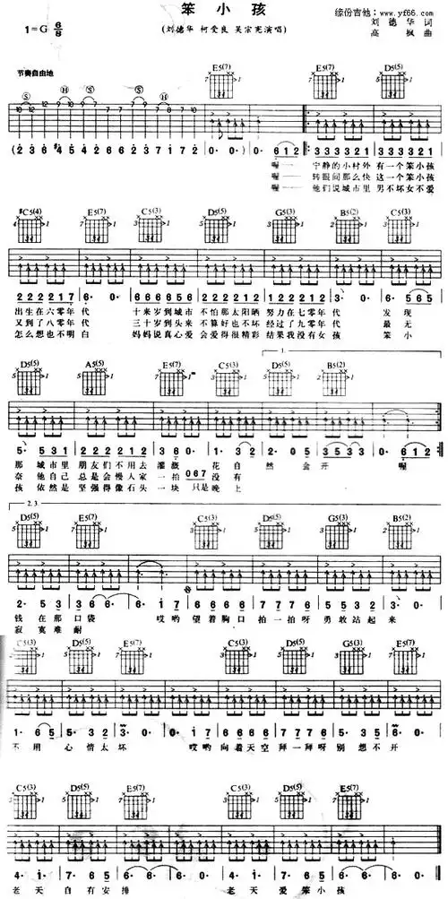 谁有笨小孩的竖笛简谱,请告诉我