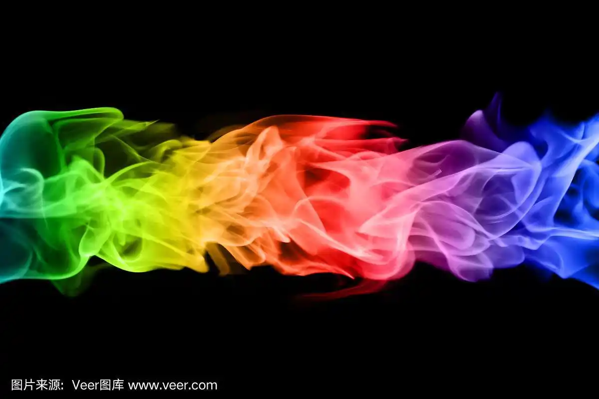 抽象的彩色火焰火焰在黑色的背景