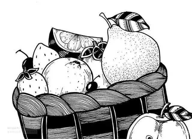 儿童画教程|趣味线描点线面练习 《把你最爱的水果装满竹篮》