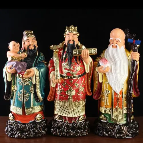 福禄寿三星喜财摆件白玉树脂高档供佛可开光居家招财风水供奉镇宅
