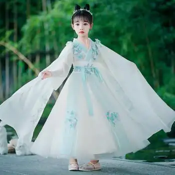 儿童古装女童汉服裙子中国风童装秋季中大童超仙女气小女孩子古风春装