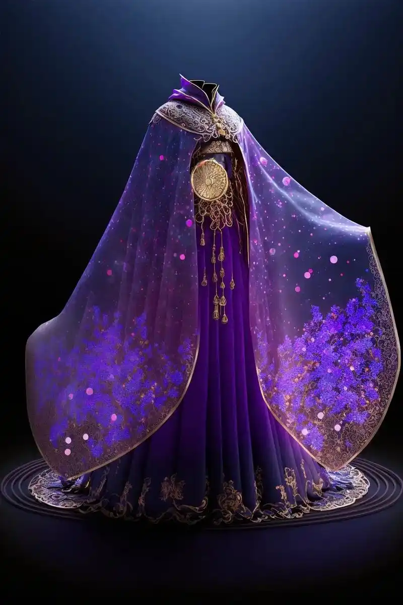 高贵紫国风现代婚服设计