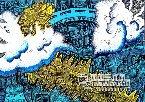 优秀儿童获奖科幻画 《髙科技城》