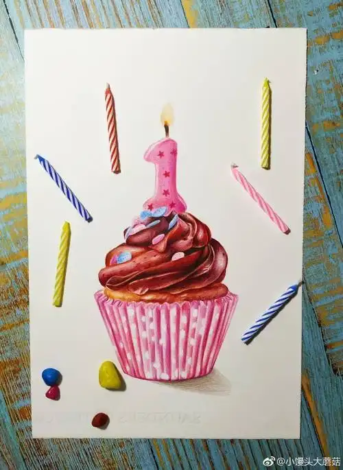 这么美的彩铅纸杯蛋糕教程你可以学学