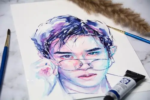 易烊千玺水彩插画