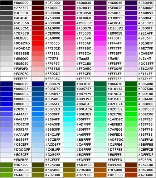 html-16进制rgb颜色代码表