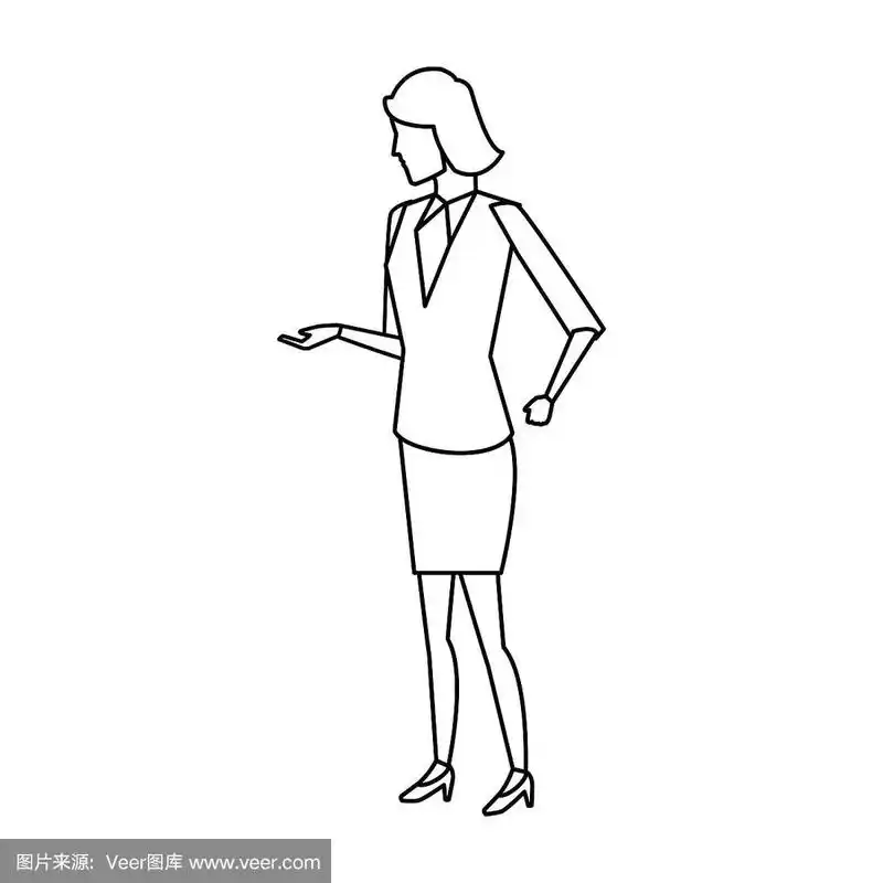 女商人,全身像,做手势,手,绘画插图