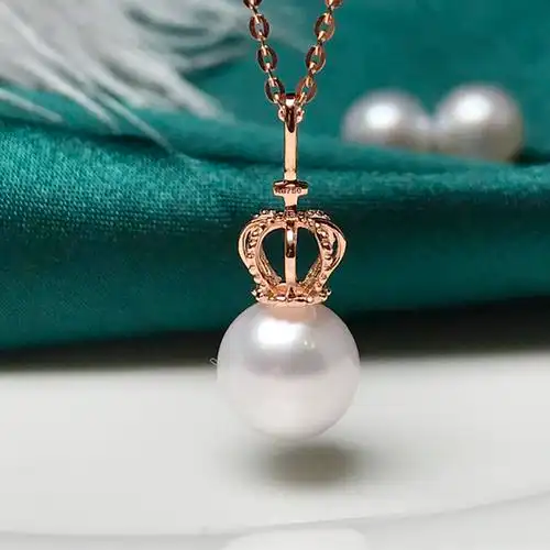 定制直径885mm18kakoya海水珍珠吊坠皇冠赠银颈饰