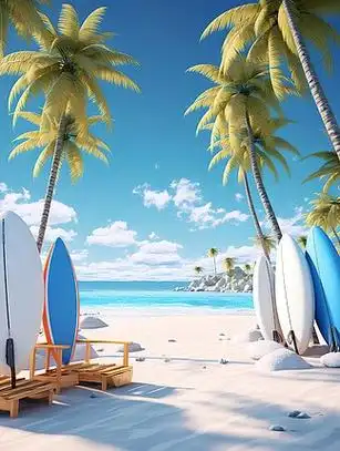 夏日清凉感冲浪板背景插画ai背景免费下载_png格式_1456像素_编号5050