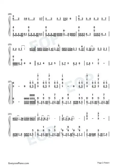 海底-凤凰传奇版双手简谱预览2