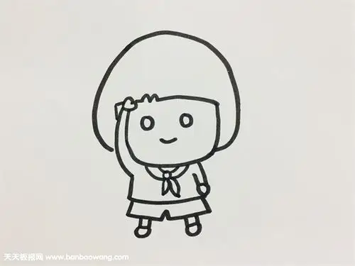 简单小学生敬礼怎么画