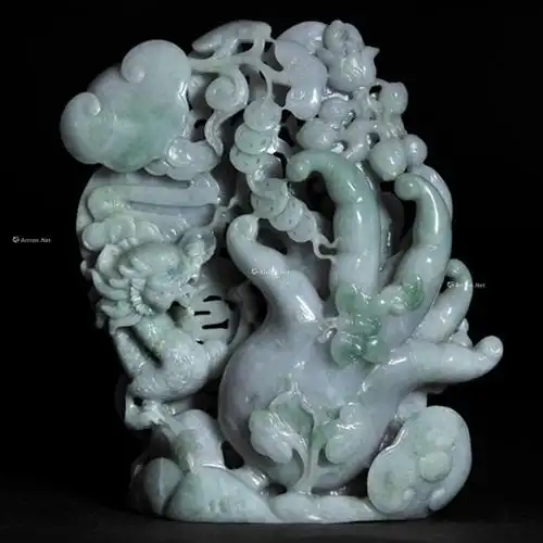 0172翡翠雕福禄寿喜摆件