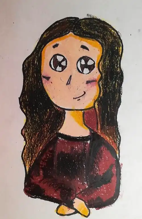 五年级小画家们笔下的蒙娜丽莎