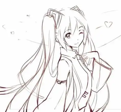 动漫长发二次元女孩简笔画教程