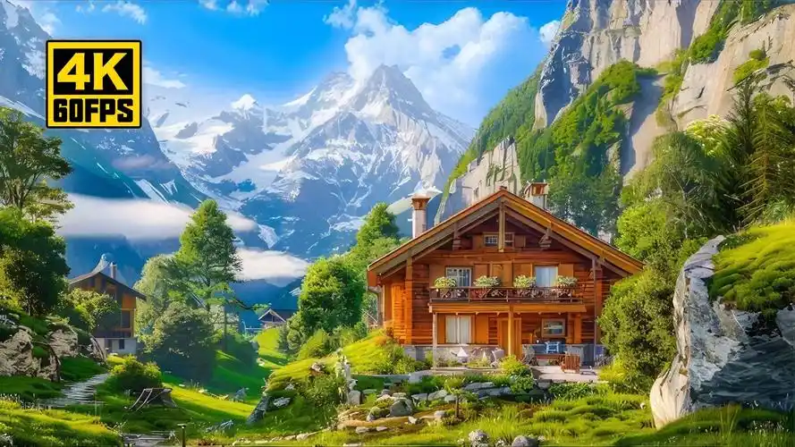 【4k60帧】放松解压:瑞士劳特布龙嫩春天风景漫步 | 作者:switzerland