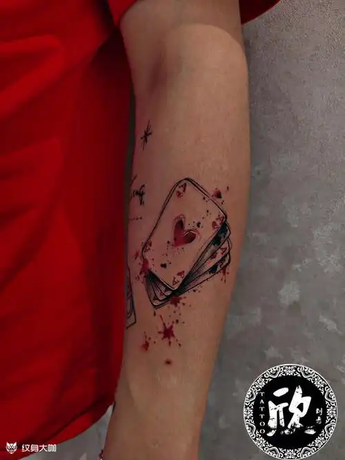 扑克_纹身图案手稿图片_一欣的纹身作品集