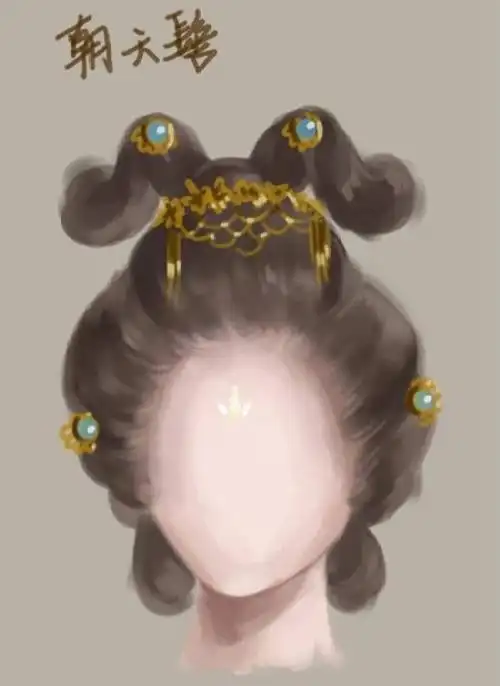 (宫妃专用)编法是将发拢上,束结于顶,反绾成高髻朝天.