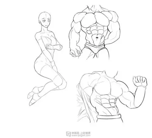 临摹男性肌肉角色人物肌肉绘画训练