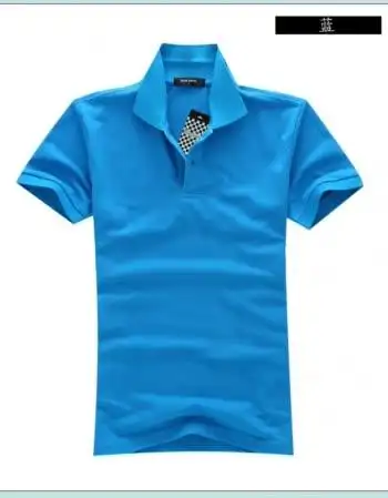 翻领修身青年纯色polo衫夏天短衫有带领运动上衣服 天蓝色 m