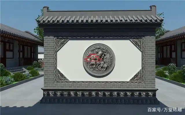 丰富多彩的影壁墙砖雕线条角花装饰