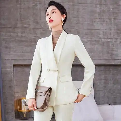 米色西装外套女秋冬新款女装气质职业装韩版休闲女神范小西服套装