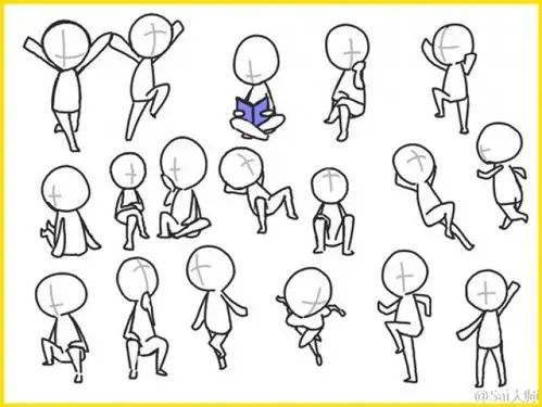 可爱q版卡通人物动作姿势分解图简笔画人物结构图素材2