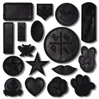 羽绒服补丁贴黑色刺绣徽章布贴衣服皮衣包包修复破洞手缝装饰贴布