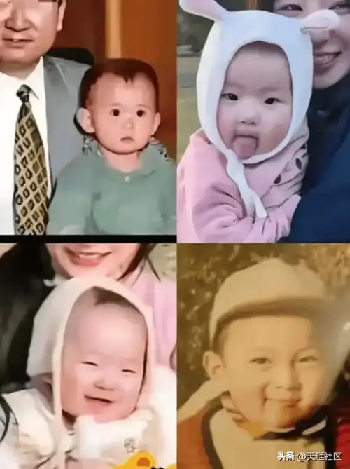 还有网友细心的把王健林和孩子的照片做了对比,替王总做了dna眼睛