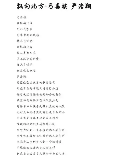 《飘向北方》-马嘉祺 严浩翔