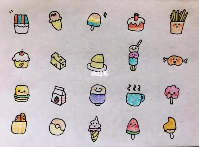 小甜点简笔画简笔画甜点上色签字笔铅笔彩铅简91草莓味甜品简笔画简单