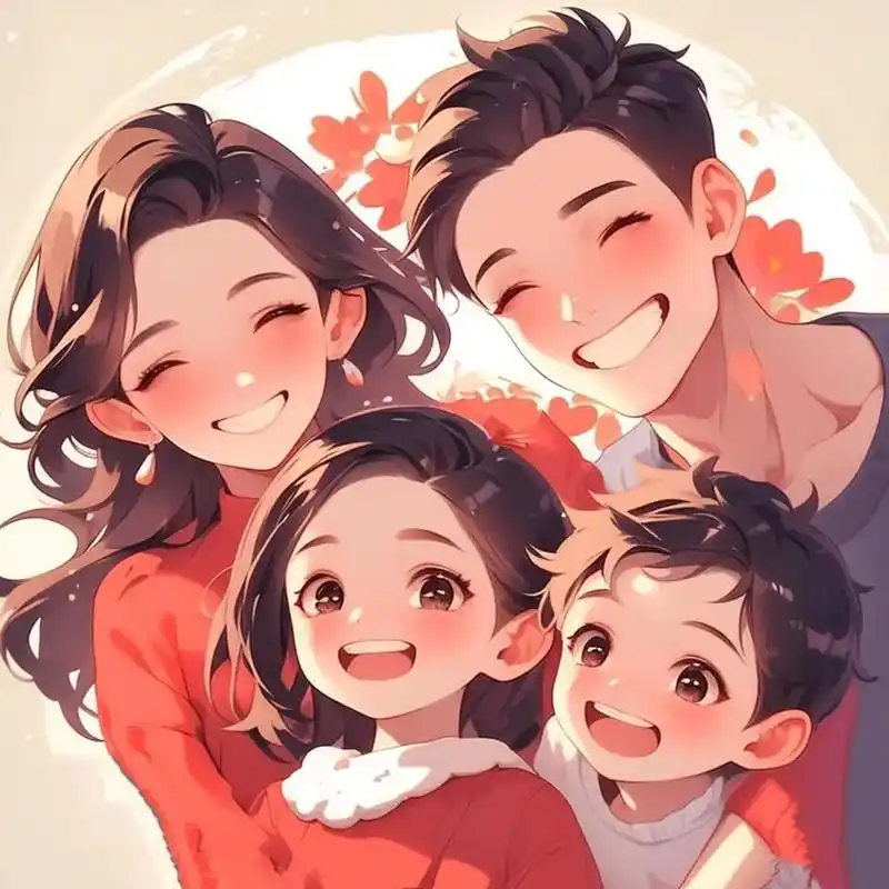 一家四口卡通头像姐弟取图 - 抖音