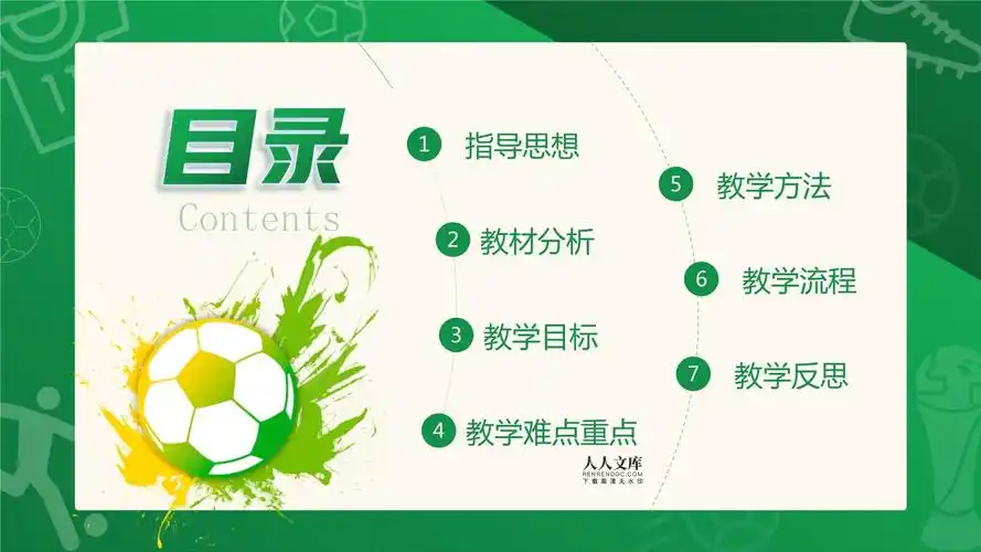 2022高中体育足球说课绿色扁平人物动感风格体育课ppt课件(带内容)_第