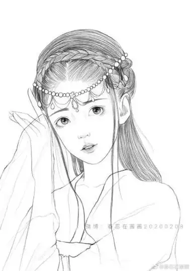 古风动漫素描画人物