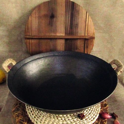 老式无涂层铁锅双耳手工生铁炒锅铸铁锅家用商用煤气炒菜锅圆底