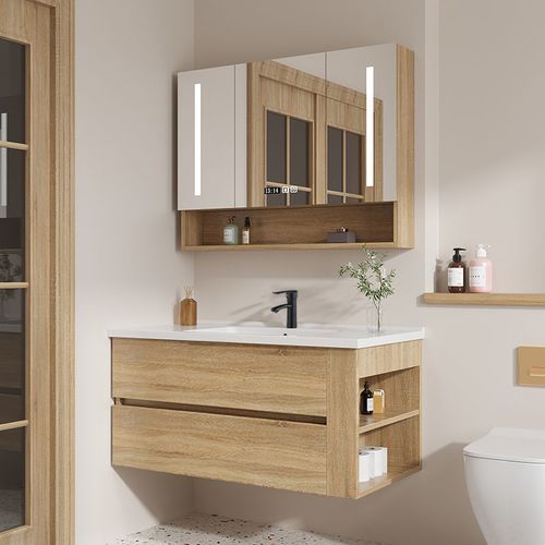 北欧浴室柜带侧格卫生间洗漱台小户型洗手台洗脸洗手盆马桶柜组合