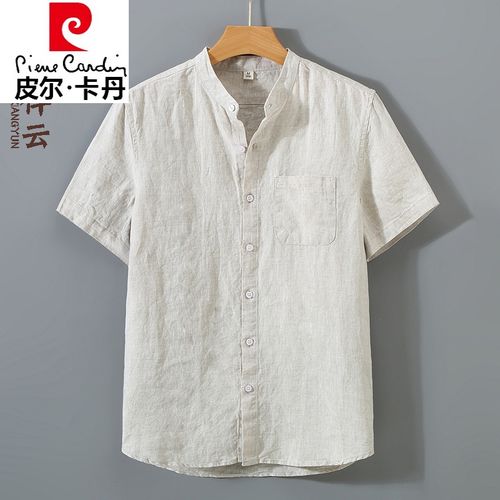 品牌男装 纯亚麻衬衫男士短袖夏季薄款透气麻料衣服中国风复古休闲