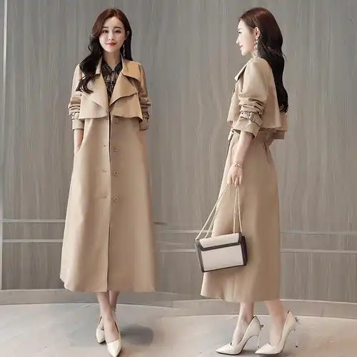 长款风衣女韩版女士秋季新品端庄大气薄款过膝港风大衣外套时尚潮